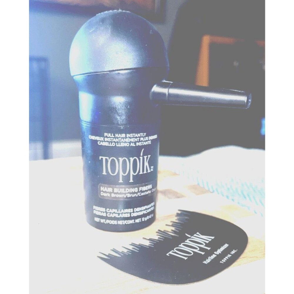 Toppik Dark Brown 12g Bottle, Comb & Puff Spray Applicator in Dark Brown